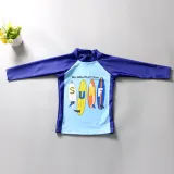 Kid Boys Print SURF Sailing Flowers Swimwear Sets Long Sleeves Top and Truck With Swim Cap