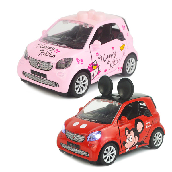Kid Cartoon Model Vehicles Cars Alloy Pull Back Toy Car With Sound and Light 1/48 Scale For 3Y+