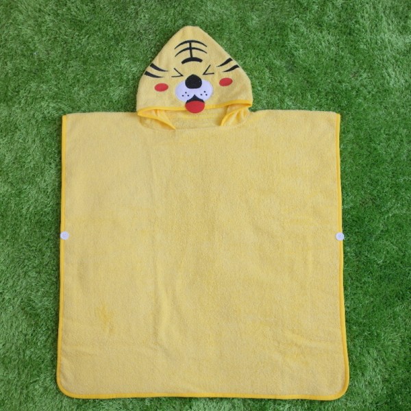 Yellow Tiger Hooded Bathrobe Towel Bathrobe Cloak For Toddlers & Kids