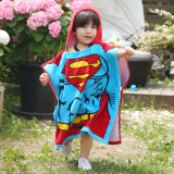 Super Man Hooded Bathrobe Towel Bathrobe Cloak For Toddlers & Kids Size 27.5*55inch