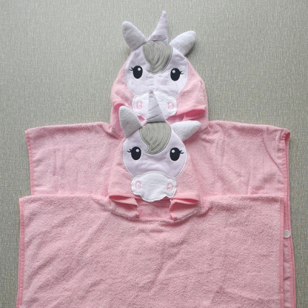 Pink Unicon Hooded Bathrobe Towel Bathrobe Cloak For Toddlers & Kids