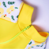 Kid Girls Print Yellow Ducks Float Adjustable Buoyancy Swimsuit with Cap