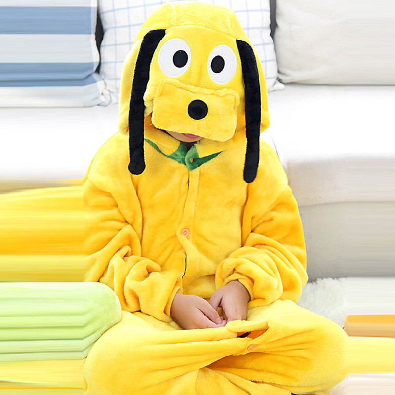 Kids Yellow Dog Onesie Kigurumi Pajamas Kids Animal Costumes for Unisex Children