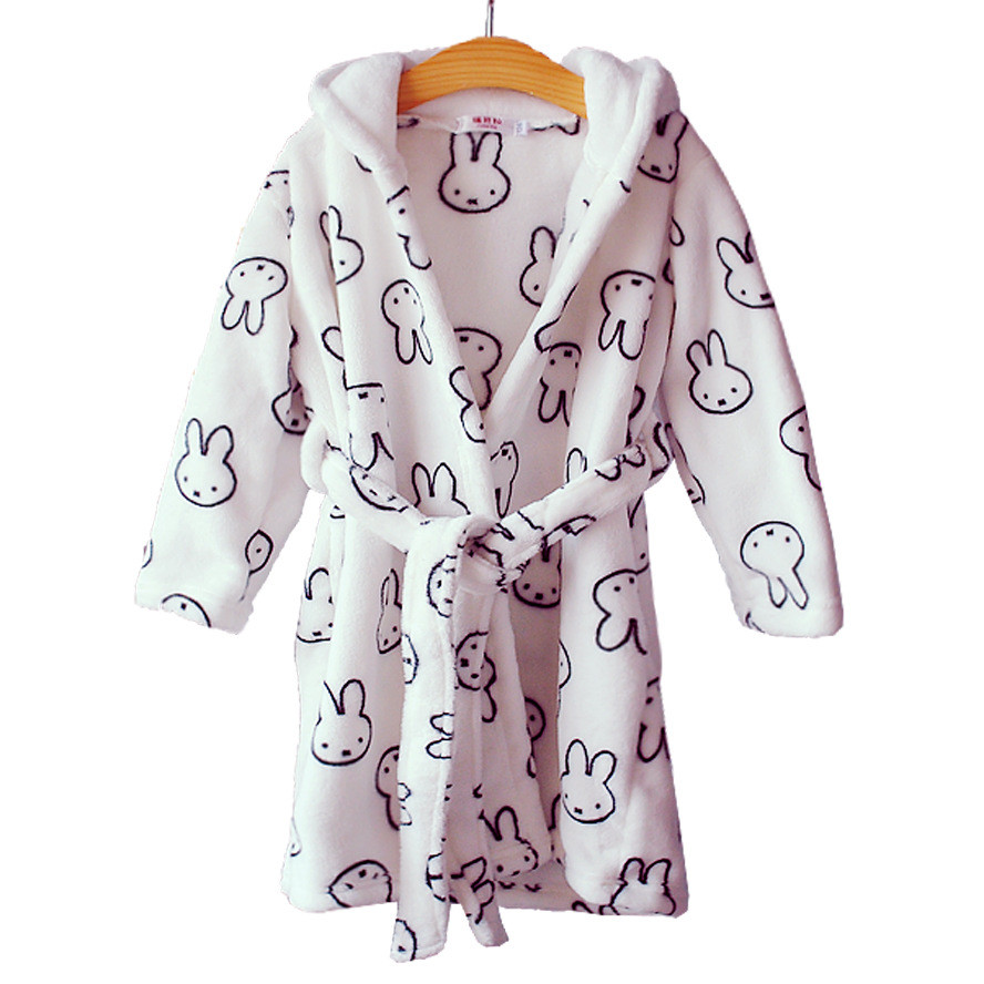 Kids Miffy Rabbit Hooded Bathrobe Sleepwear Comfortable Loungewear
