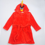 Kids Red Angry Bird Hooded Bathrobe Sleepwear Comfortable Loungewear