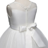 Kid Girl 3D Flowers Bowknot Lace Mesh Sleeveless Maxi Princess Dress