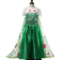Kid Girl Hollow Embroidery Short Sleeve With 3D Flowers With Trailing Tail Dress