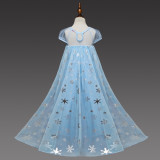 Kid Girl Blue Sequins Silver Snowflake Tutu Princess Dresses
