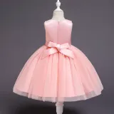 Kid Girl Embroidery 3D Butterflies With Bowknot Lace Mesh Wedding Party Sleeveless Dress