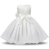 Kid Girl 3D Rose Flowers Lace Bowknot Bright Spot Gown Dress
