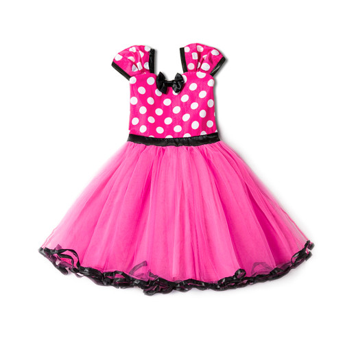 Kid Girl Dots Pompadour Bowknot Tutu Dress