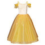 Kid Girl Frozen Ruby Pompadour Mesh Princess Dress