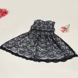 Kid Girl Lace Cut-Out Embroidered Flower Sleeveless Dress with Bowknot