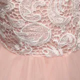 Kid Girl Lace Embroidered Hollow White Flowers Bowknot Mesh Maxi Princess Sleeveless Dress