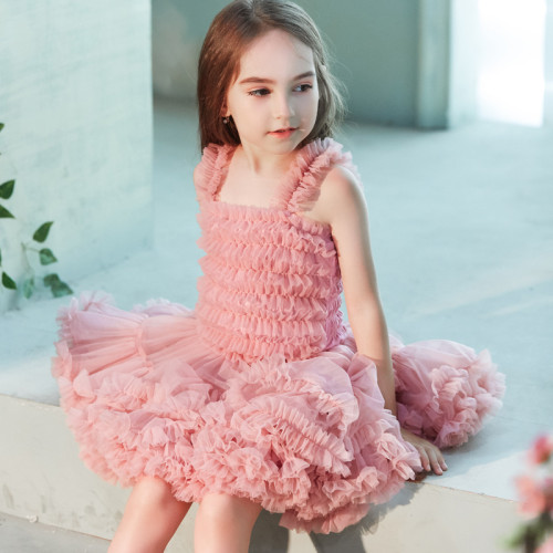 Kid Girl Concatenated Layers Tutu Mesh Straps Dress