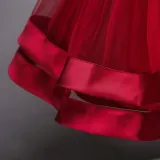 Kid Girl Pearls Beads Two Layered Mesh Wedding Party Sleeveless Satin Dress With Bowknot