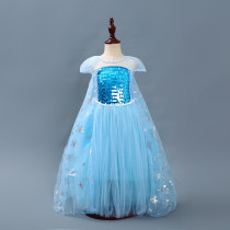 Kid Girl Blue Sequins Silver Snowflake Frozen Elsa Tutu Princess Dresses