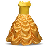 Kid Girl Belle Royal Princess Red Jewel Strap Yellow Dress