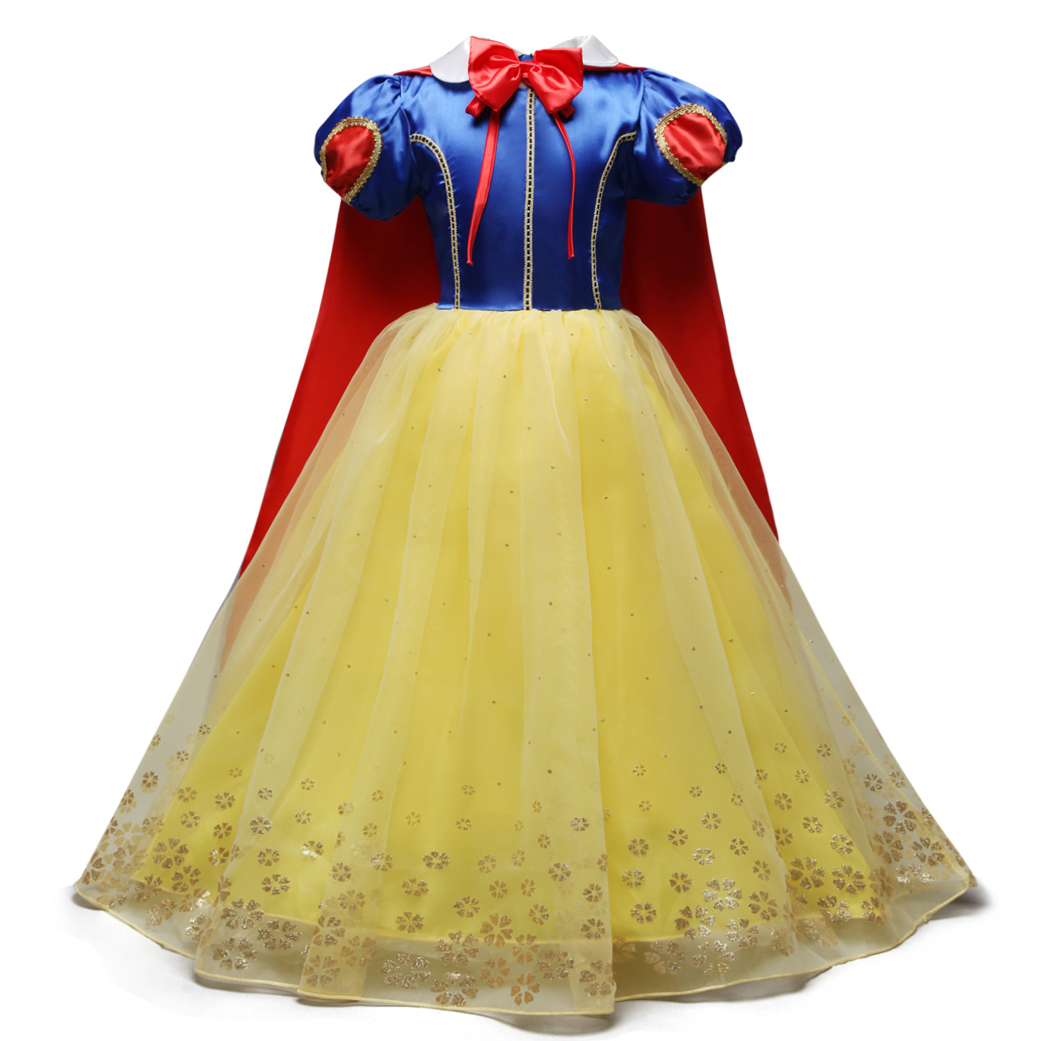 Kid Girl Snow White Bowknot Dress With Long Cape