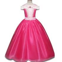 Kind Girl Sleeping Beauty Embroidered Flower With Ruby Princess Dresses