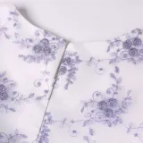 Kid Girl 3D Embroidery Flowers With Bowknot Mesh Pompadour Sleeveless Dress