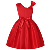 Kid Girl Sleeveless Fireworks Sequins Print With Bowknot Strap Dress