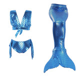 Kid Girls Bling Blue Mermaid Tail Bikini Swimsuit With Free Garland Color Random