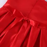 Kid Girl Sleeveless Fireworks Sequins Print With Bowknot Strap Dress