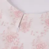 Kid Girl 3D Embroidery Flowers With Bowknot Mesh Pompadour Sleeveless Dress