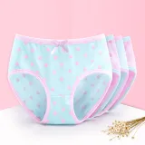 Kid Girls 4 Packs Print Dots Briefs Cotton Underwear