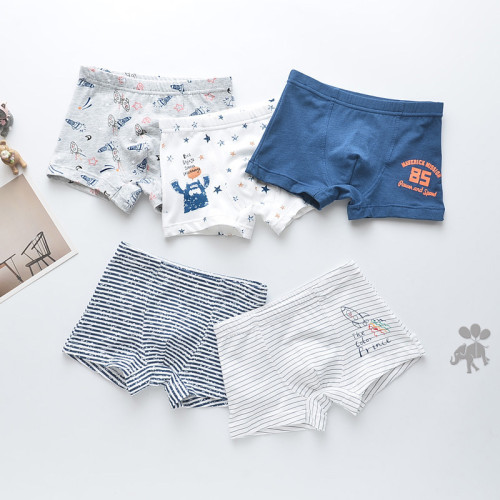 Kid Boys 5 Packs Print Rocket Boxer Lion Briefs Cotton Animal Underwear