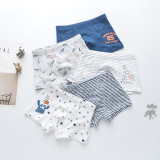 Kid Boys 5 Packs Print Rocket Boxer Lion Briefs Cotton Animal Underwear