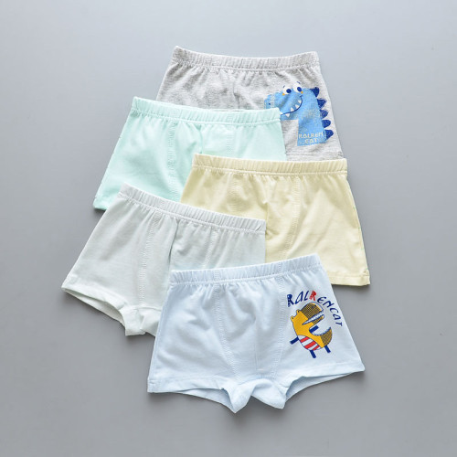Kid Boys 5 Packs Print Dinosaur Boxer Briefs Cotton Underwear