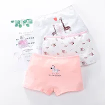 Kid Girls 3 Packs Cartoon Zebra Giraffe Boxer Briefs Cotton Underwear