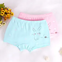 Kid Girls 2 Packs Print Rabbits Dots Boxer Briefs Cotton Underwear