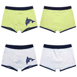 Kid Boys 4 Packs Print Dolphin Boxer Briefs Cotton Underwear