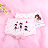 Kid Girls 4 Packs Print Princess Bear Hearts Boxer Briefs Cotton Underwear
