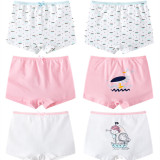 Kid Girls 3 Packs Prints Bird Boats Briefs Cotton Underwear