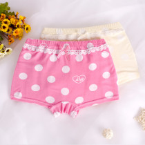 Kid Girls 2 Packs Print Dots Lace Boxer Briefs Cotton Underwear