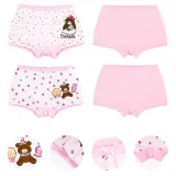 Kid Girls 4 Packs Print Princess Bear Hearts Boxer Briefs Cotton Underwear