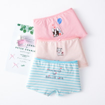 Kid Girls 3 Packs Stripes Prints Cat Dog Boats Briefs Cotton Underwear