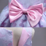 Kid Girl Pink Purple Butterflies Bowknot Binding Party Sleeveless Dress