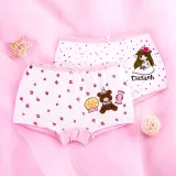 Kid Girls 4 Packs Print Princess Bear Hearts Boxer Briefs Cotton Underwear