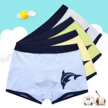 Kid Boys 4 Packs Print Dolphin Boxer Briefs Cotton Underwear