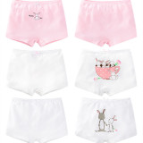 Kid Girls 3 Packs Cartoon Rabbit Boxer Briefs Cotton Underwear