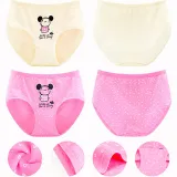 Kid Girls 4 Packs Print Dots Briefs Cotton Underwear