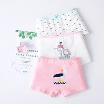 Kid Girls 3 Packs Prints Bird Boats Briefs Cotton Underwear