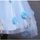 Kid Girl Pearls Embroidery 3D Sequins Flowers Mesh Party Dresses
