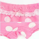 Kid Girls 2 Packs Print Dots Lace Boxer Briefs Cotton Underwear
