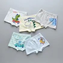 Kid Boys 5 Packs Print Dinosaur Boxer Briefs Cotton Underwear